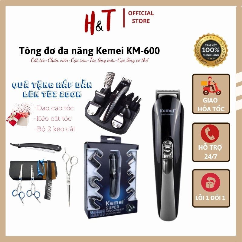 Tông đơ Kemei KM- 600 cao cấp 11 in 1+ Kèm nhiều quà tặng