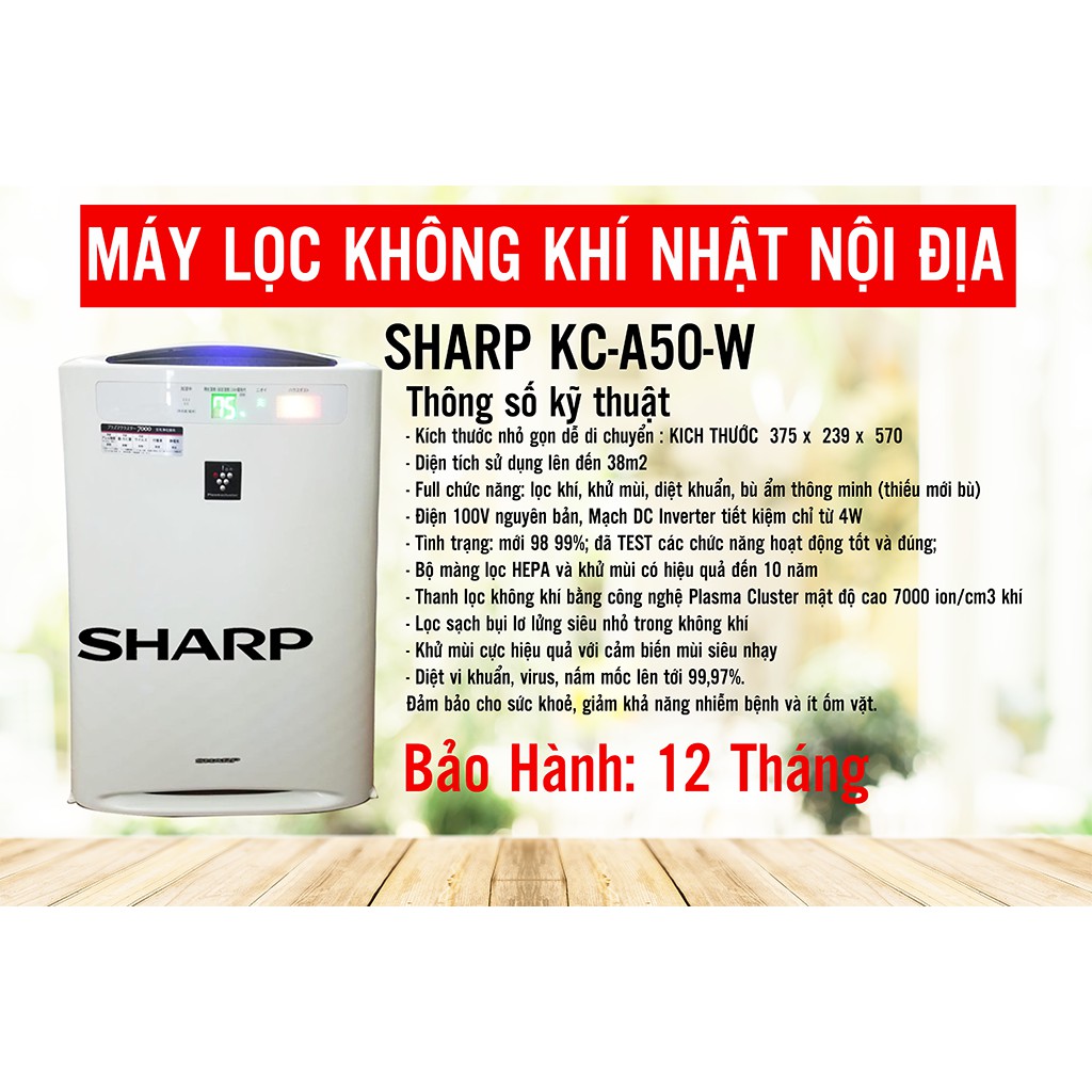 [HOT] Máy lọc không khi Nhật nội địa SHARP KC-A50-W (Like New) - Bảo Hành 12 Tháng