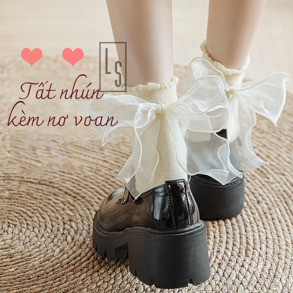 Vớ Nhún Kèm Nơ Voan - Tất Kèm Nơ Xinh Xắn