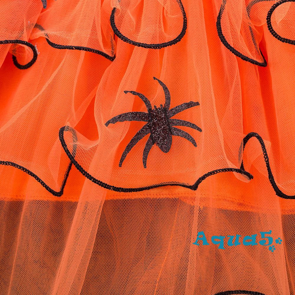 Đầm hóa trang nhện phong cách Halloween cho bé gái