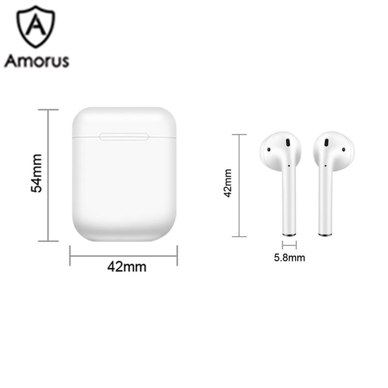 Tai Nghe Hai Tai Amorus Bluetooth 5.0 TWS Điều Khiển Cảm Ứng Thông Minh Kèm Hộp Sạc Màu Trắng