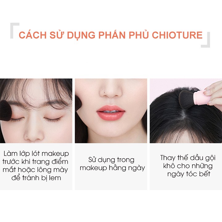 Phấn phủ dạng nén Chioture Frozen Soft Loose Powder  tặng kèm cọ đánh phấn bản to, lông mềm mại với thiết kế độc đáo 8g