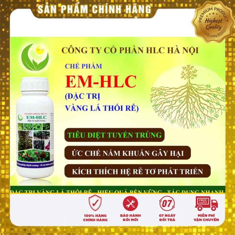 CHẾ PHẨM EM HLC ĐẶC TRỊ TUYẾN TRÙNG - THUỐC ĐẶC TRỊ VÀNG LÁ THỐI RỄ, PHÒNG TRỪ TUYẾN TRÙNG RỄ HẠI CÂY TRỒNG - CHAI 500ML