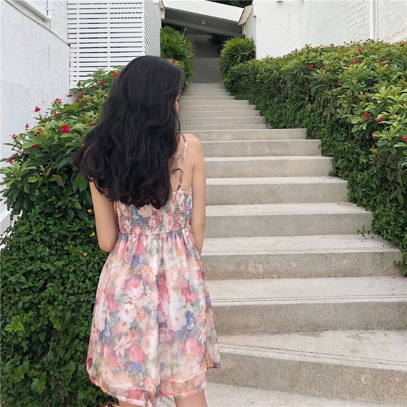 Đầm hai dây tiểu thư lolita xoè có gọng ngực