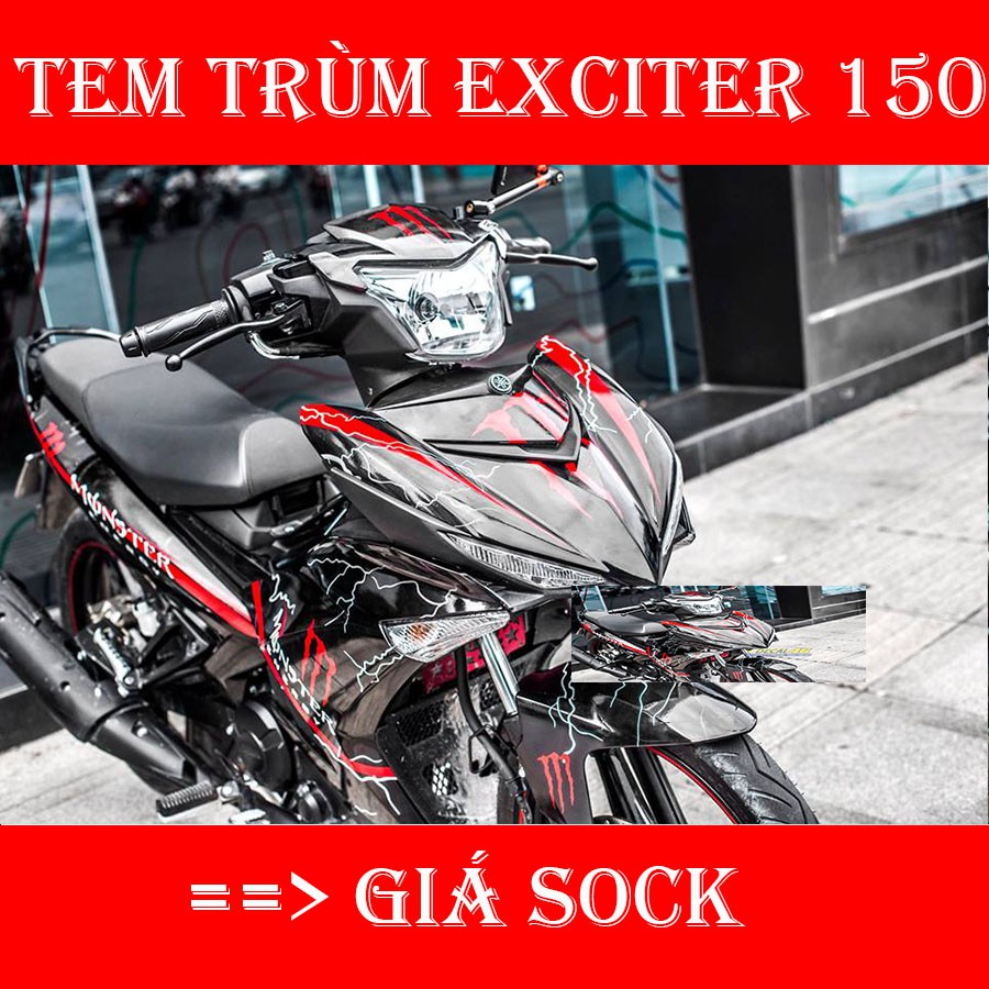 Tem Trùm Exciter 150 Monster Đen Viền Trắng Đỏ