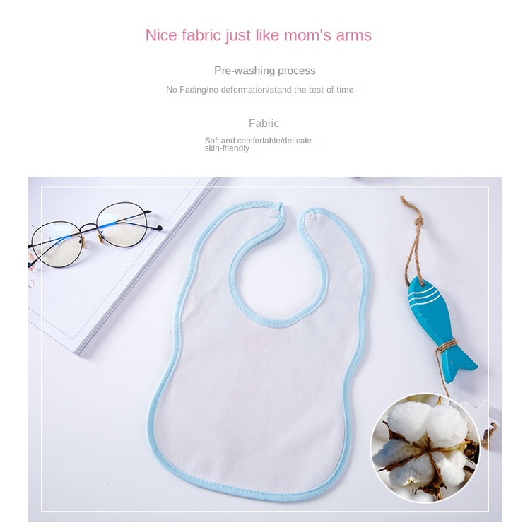 Yếm Ăn cotton Ba Lớp Dày Dặn Chống Nước Có Nút Nhấn Dành Cho Bé Sơ Sinh