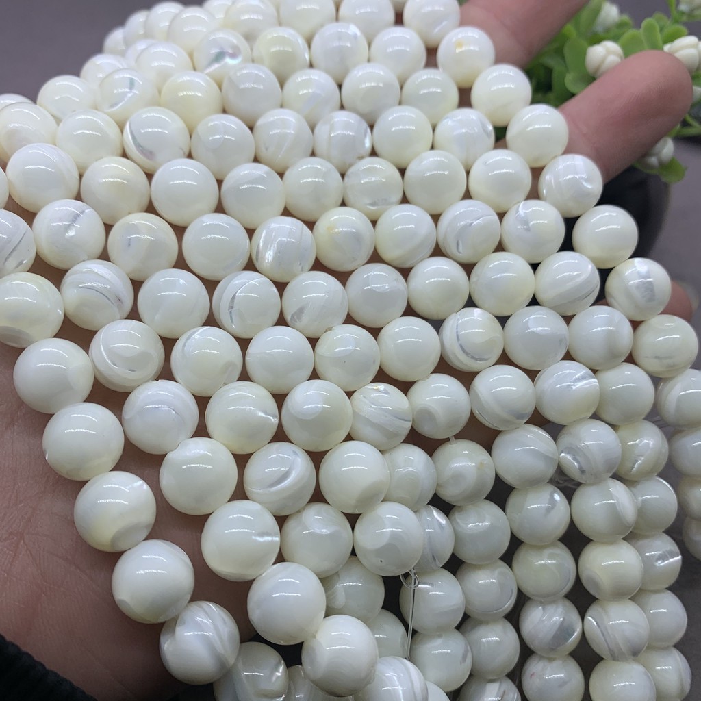 Chuỗi Hạt Ngọc Trai Vỏ Sò Trắng 4-12mm
