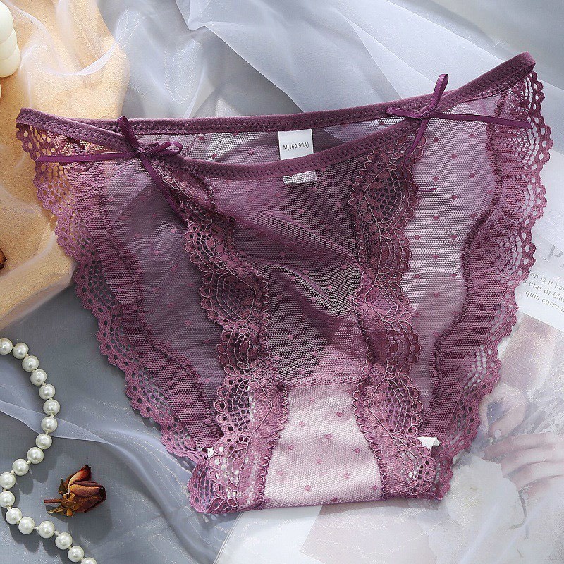 Quần Lót Nữ - Quần Lót Ren Sexy đính nơ nhỏ 2 bên viền sóng quyến rũ tôn dáng mẫu A44