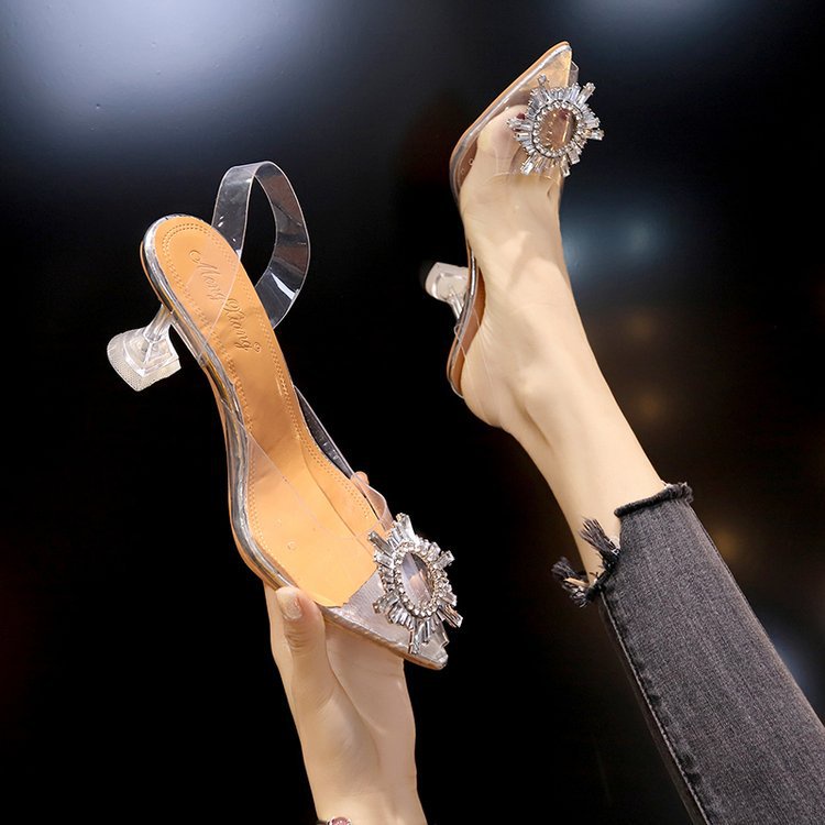 Giày Cao Gót Mũi Nhọn Trong Suốt Quyến Rũ Hợp Thời Trang size 35-42