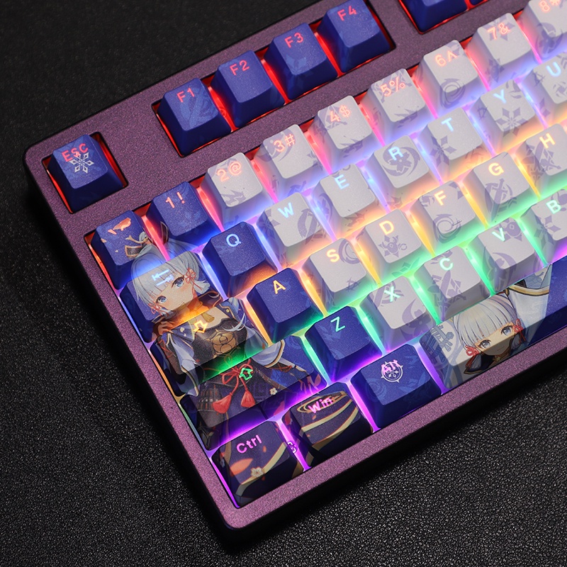 Kamisato Ayaka Keycap Cherry Profile Genshin Impact Chủ đề Anime ngoại vi PBT Thuốc nhuộm Thăng hoa Bàn phím cơ Truyền ánh sáng Keycap