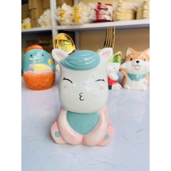 Ống đũa, ống bút trang trí bằng gốm sứ decor hình thú siêu đẹp