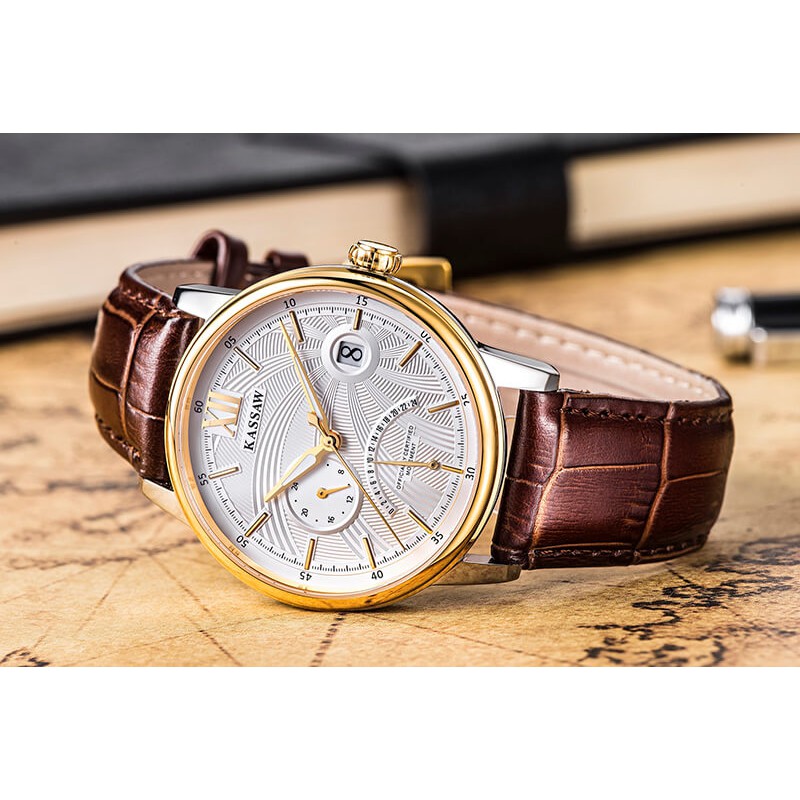 Đồng hồ nam chính hãng KASSAW K5601102-1 Kính sapphire,chống xước,Chống nước 30m,BH 24 tháng,Máy pin (Quartz),dây da xịn