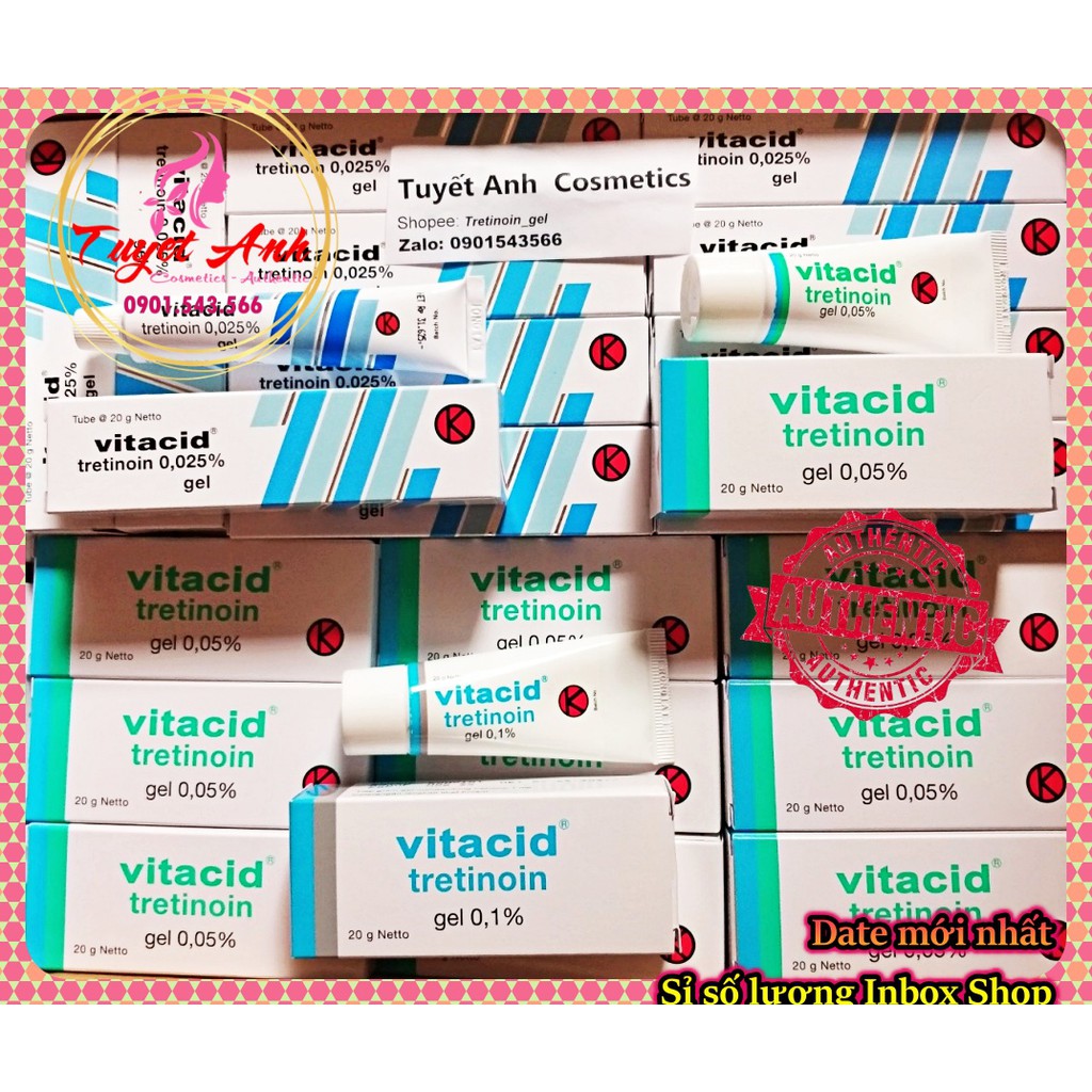 Vitacid Tretinoin 0.05% - Tretinoin Vitacid 0.05% - Kem giảm mụn và chống lão hoá da