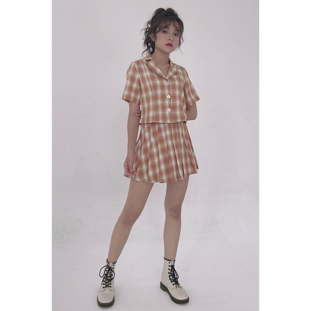 Chân váy chữ A ngắn xòe xếp ly kẻ caro JXW0353 - 92WEAR | BigBuy360 - bigbuy360.vn