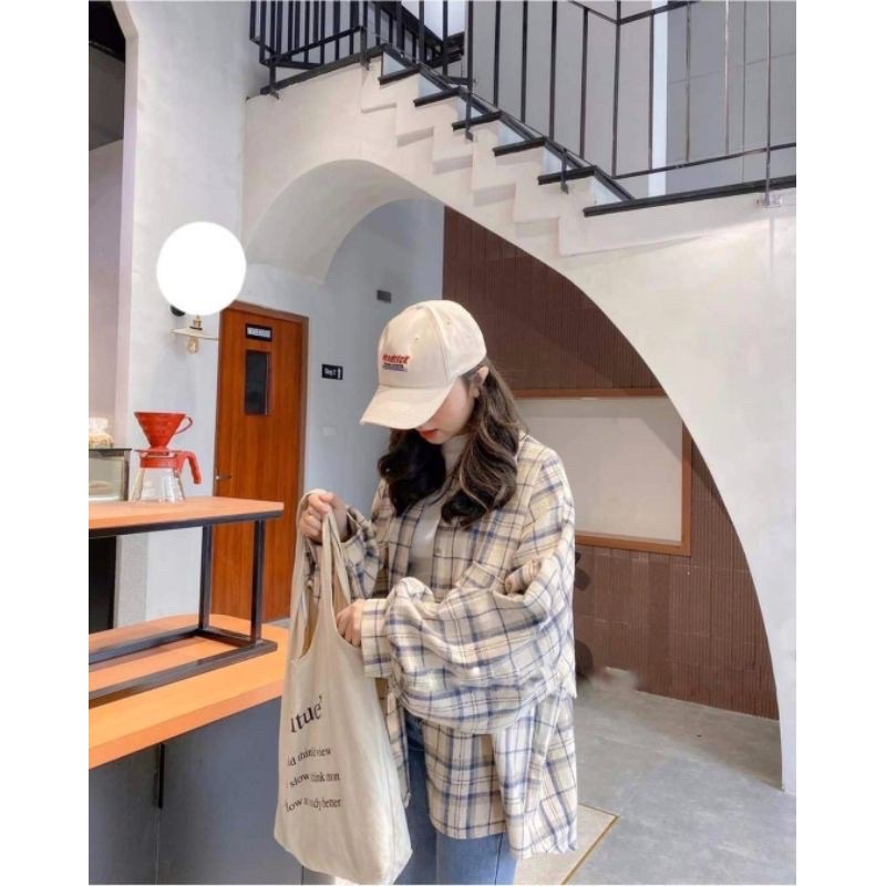 Áo Sơ Mi Kẻ Tay Phồng Ulzzang Phong Cách Hàn Quốc Chan House