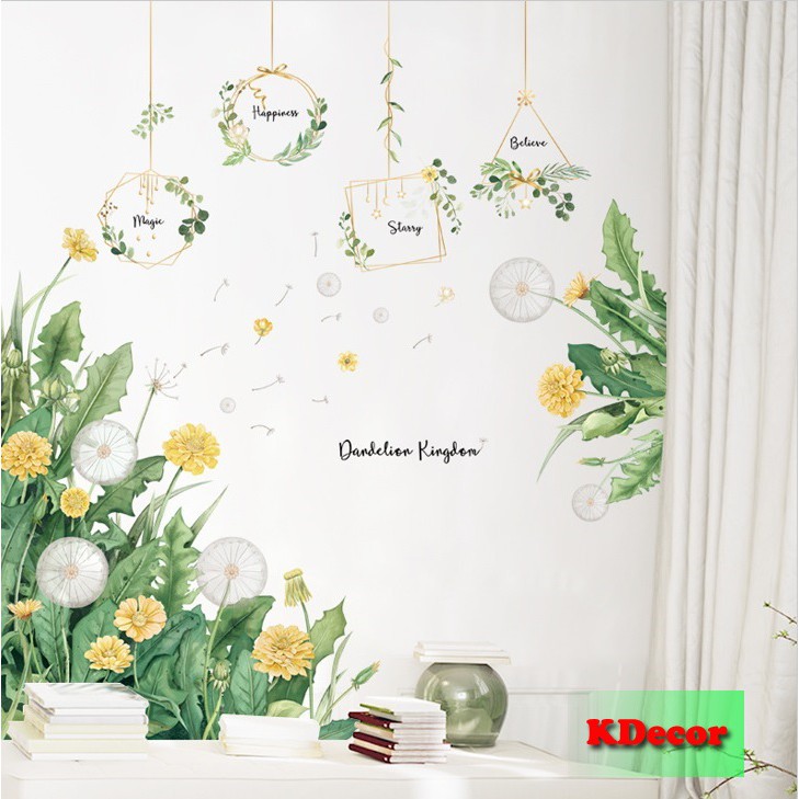 Decal dán tường hoa cỏ mùa xuân
