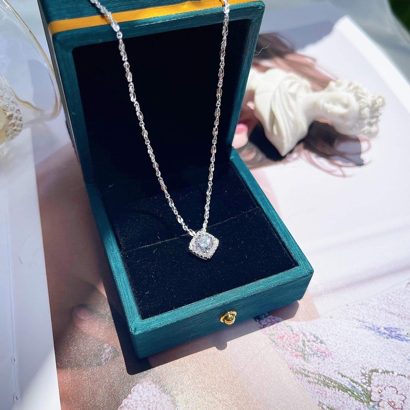 Dây chuyền bạc nữ hình thoi đính đá - Trang Sức MINA JEWELRY