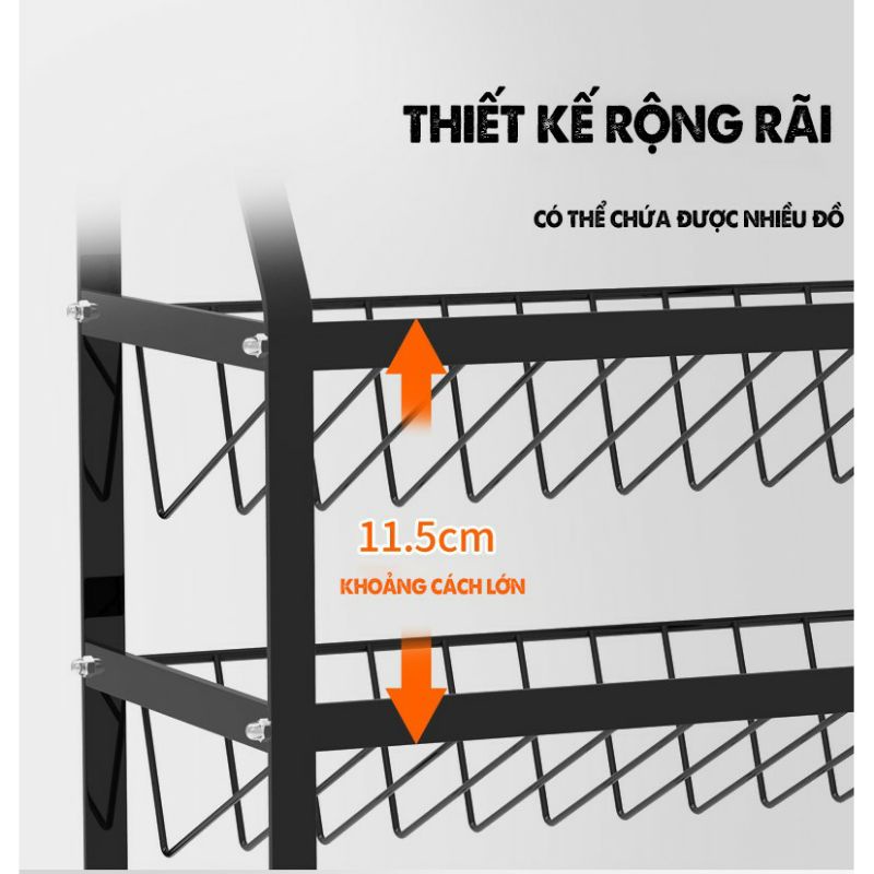 Kệ gia vị kiêm đựng chai thủy tinh sơn tĩnh điện 3 tầng- Kệ đa năng - Giá để gia vị kiêm kệ đựng rượu 3 tầng