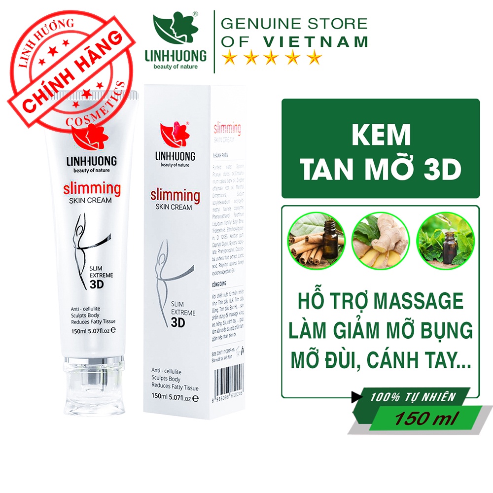 Kem tan mỡ Linh Hương Slimming Skin Cream hỗ trợ massage làm tan mỡ bụng, tan mỡ đùi và cánh tay dung tích 150ml