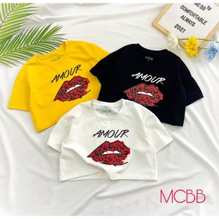 Mcbb 9-24 kg 100% cotton áo crop top bé gái hip hop form rộng áo thun bé gái cộc tay phông áo trẻ em