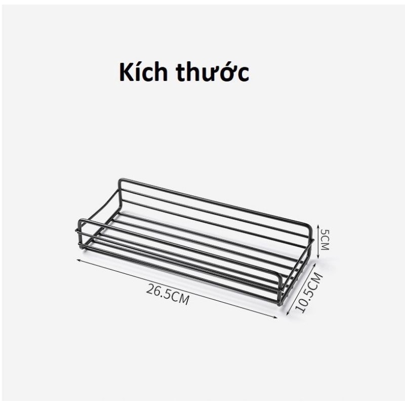 Kệ sắt dán tường đựng đồ nhà tắm, nhà bếp hình chữ nhật tiện lợi, hiện đại