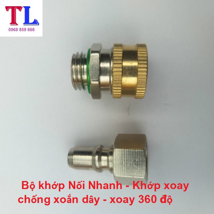 khớp nối nhanh - Khớp xoay chống xoắn dây phun xịt rửa xe (ren 14mm dùng cho súng đầu ren bằng)