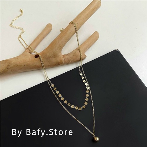 Dây chuyền vòng cổ nữ dài tròn chocker 2 tầng mạ bạc 925 đẹp xinh C18