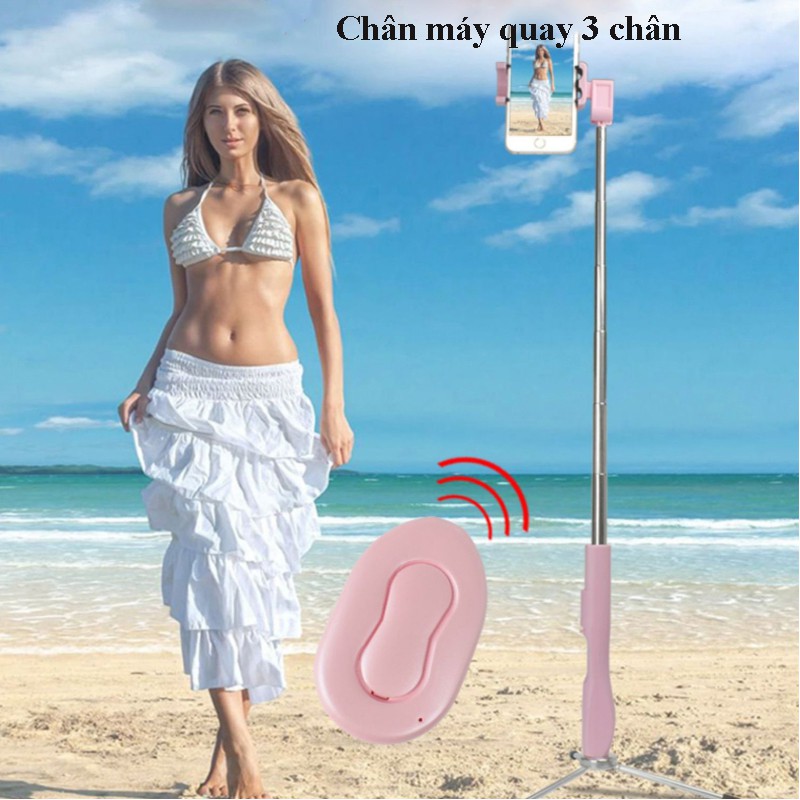 Gậy Chụp Hình Bluetooth Kiêm Tridpod LiveStream C9 Cao Cấp, TridPod 3 Chân 1m2 Siêu Bền, Gậy Selfie Cao Cấp Có Remote