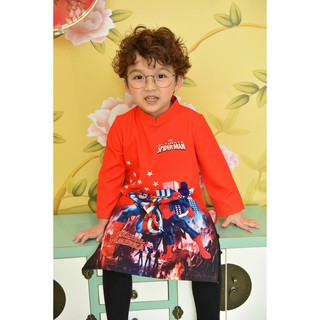 Áo dài Siêu nhân xanh - Siêu nhân đỏ cho bé trai diện Tết siêu đẹp