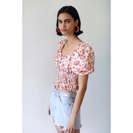 Áo hoa tay bồng zara