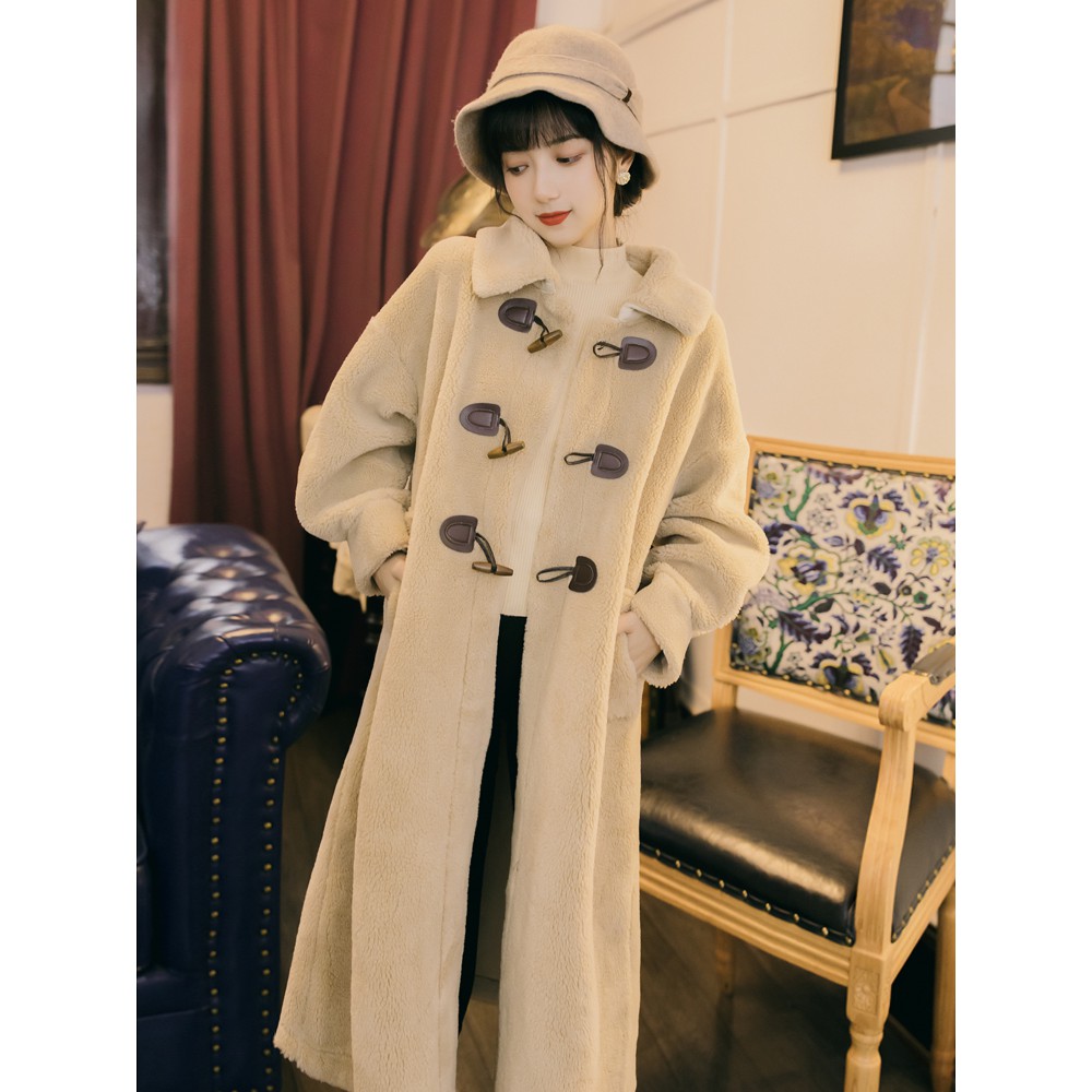 ♂✌Áo khoác cashmere cao cấp dành cho nữ 2020 mẫu mới thu đông năm phong cách Hepburn màu trà sữa dạ dáng dài c ་