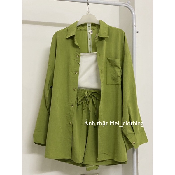 [Ảnh thật/video] Set sơmi kèm quần short đũi hot