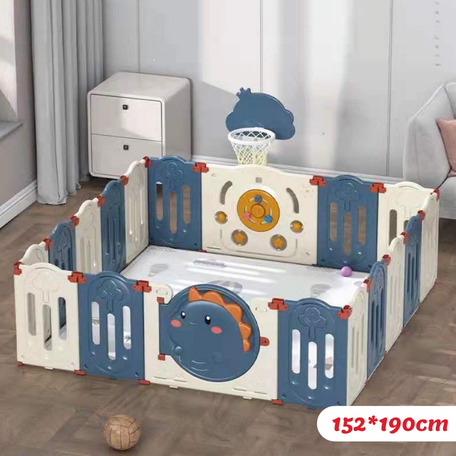 XẢ KHO GIÁ TỐT !!! Bộ quây cũi gấp gọn hình khủng long 9BABY cho bé - MÀU XANH