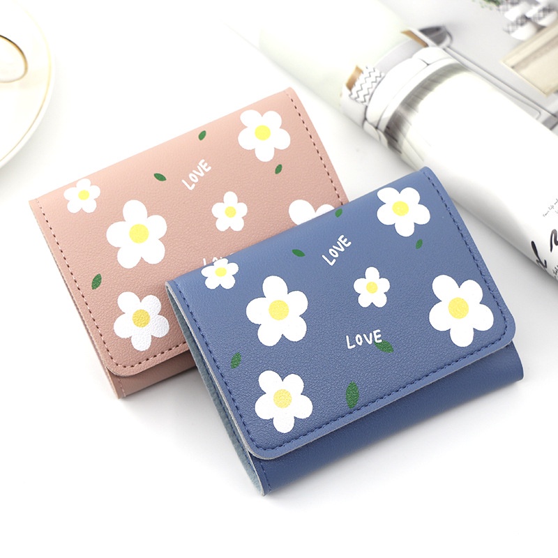 Ví Ngắn Gập Ba Thời Trang Mới Đơn Giản Màu Trơn Đựng Tiền Xu / Thẻ Dành Cho Bạn Nữ