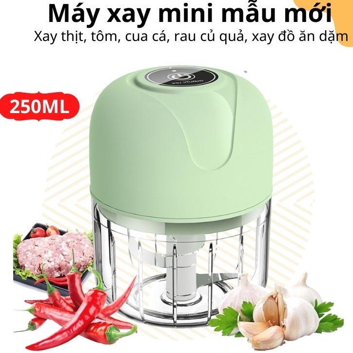 Máy xay mini cầm tay đa năng sạc điện xay thịt tỏi ớt tiện dụng mẫu mới 250ml