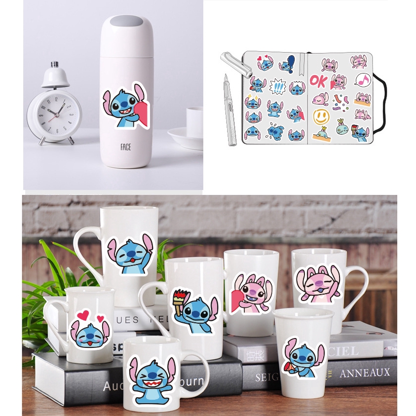 Sticker Set 40 Miếng Dán Hoạt Hình Lilo Stitch Dễ Thương Trang Trí Đa Năng