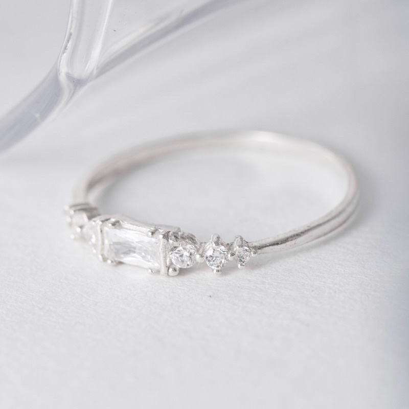 Nhẫn Nữ Bạc 925 Cao Cấp BLING IT Thiết Kế Đơn Giản Đính Đá Vuông Độc Đáo - BIN280