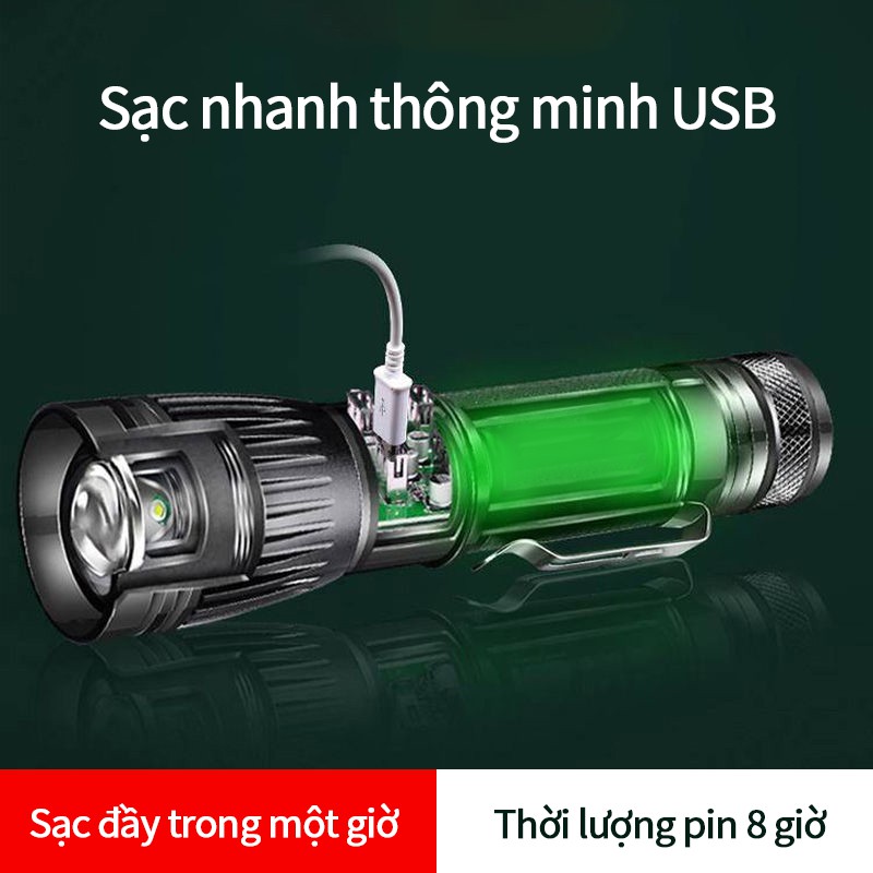 Super bright flashlight has 6 main functions and comes with side light