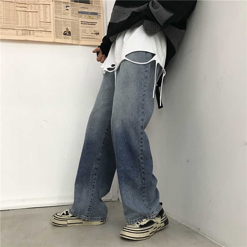 Quần jean ống rộng phối bạc màu phong cách cổ điển | BigBuy360 - bigbuy360.vn
