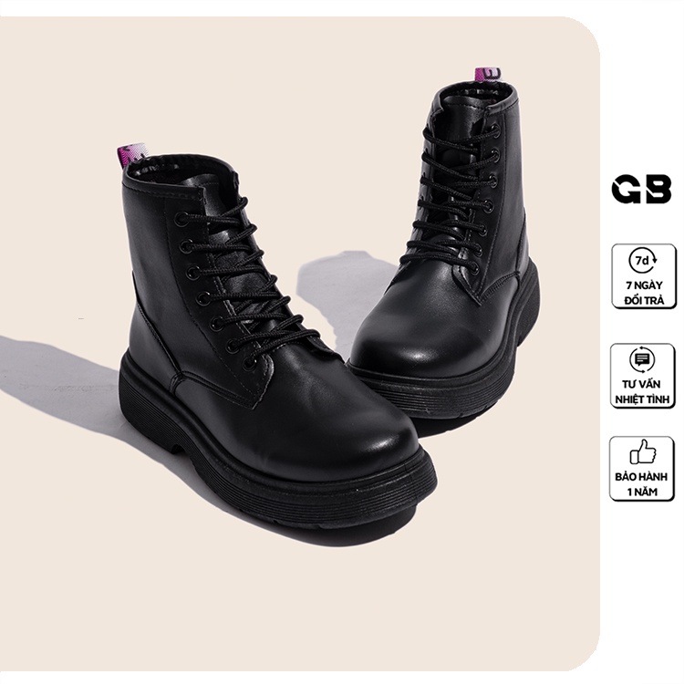 Giày Boot Nữ Cổ Lửng Cột Dây Đế Cao 3 cm giayBOM B1599