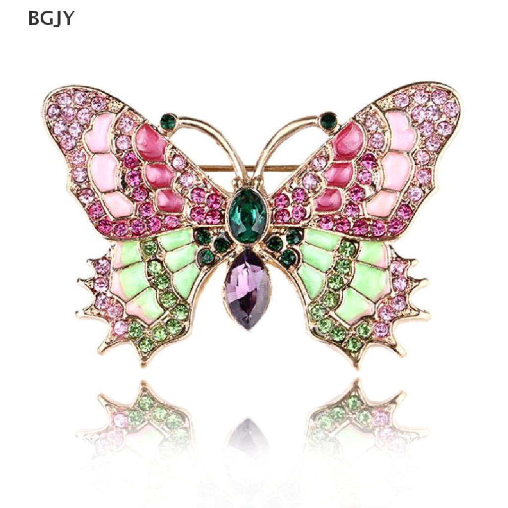 Trâm Cài Áo Hình Bướm Tráng Men Đính Đá Nhiều Màu Sắc Dễ Thương Mới
