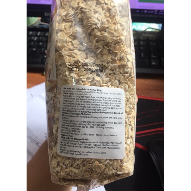 Yến mạch cán mỏng hữu cơ Markal 500g