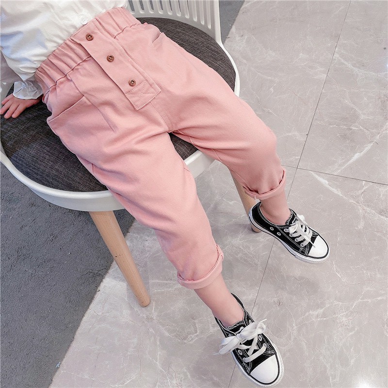 QG02 - Quần bò bé gái, màu hồng, kiểu dáng cách điệu cực xinh, chất mềm mại cho bé gài từ 1-5 tuổi