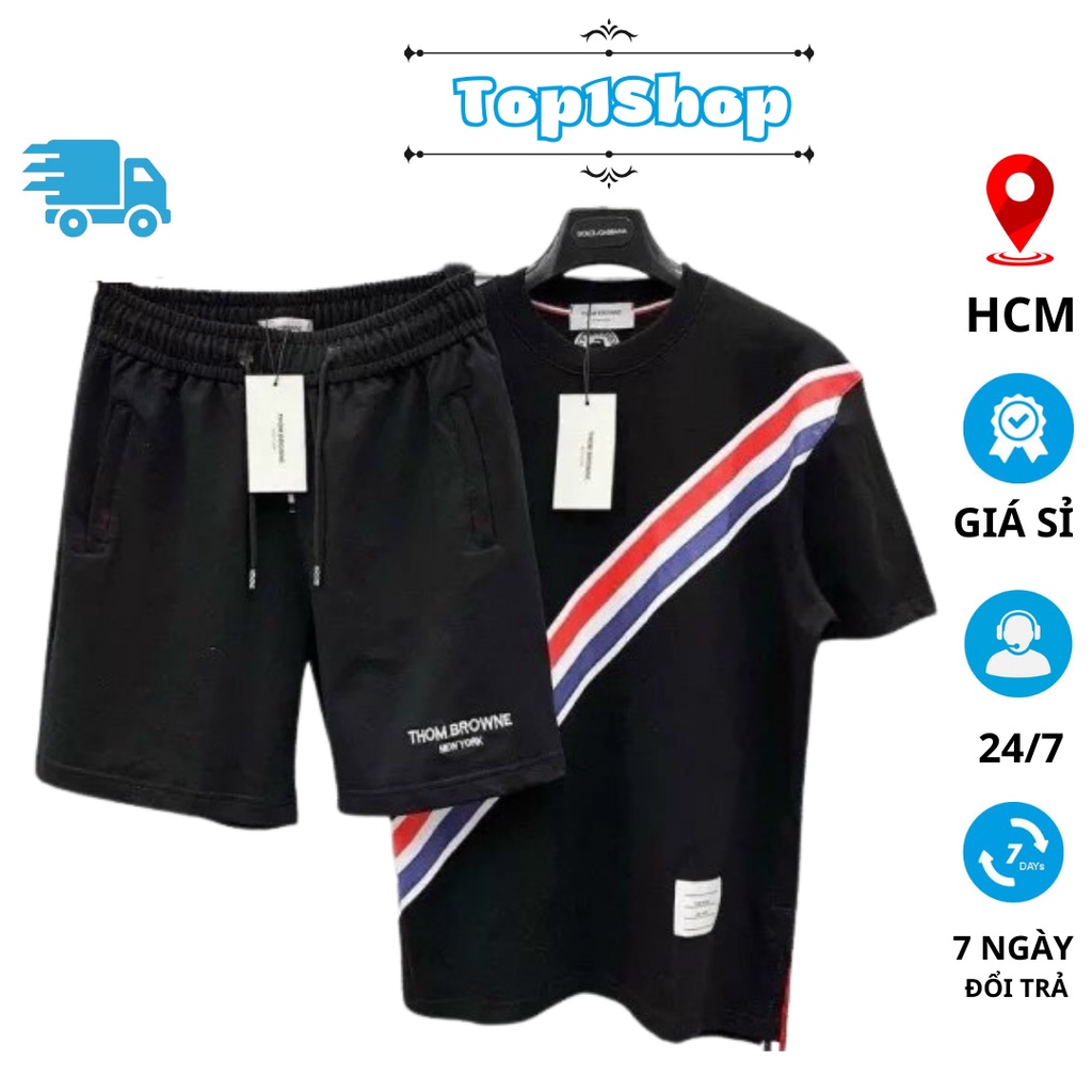 Bộ thun nam BH17 Sọc Đỏ xanh chất vải đũi thái loại đẹp