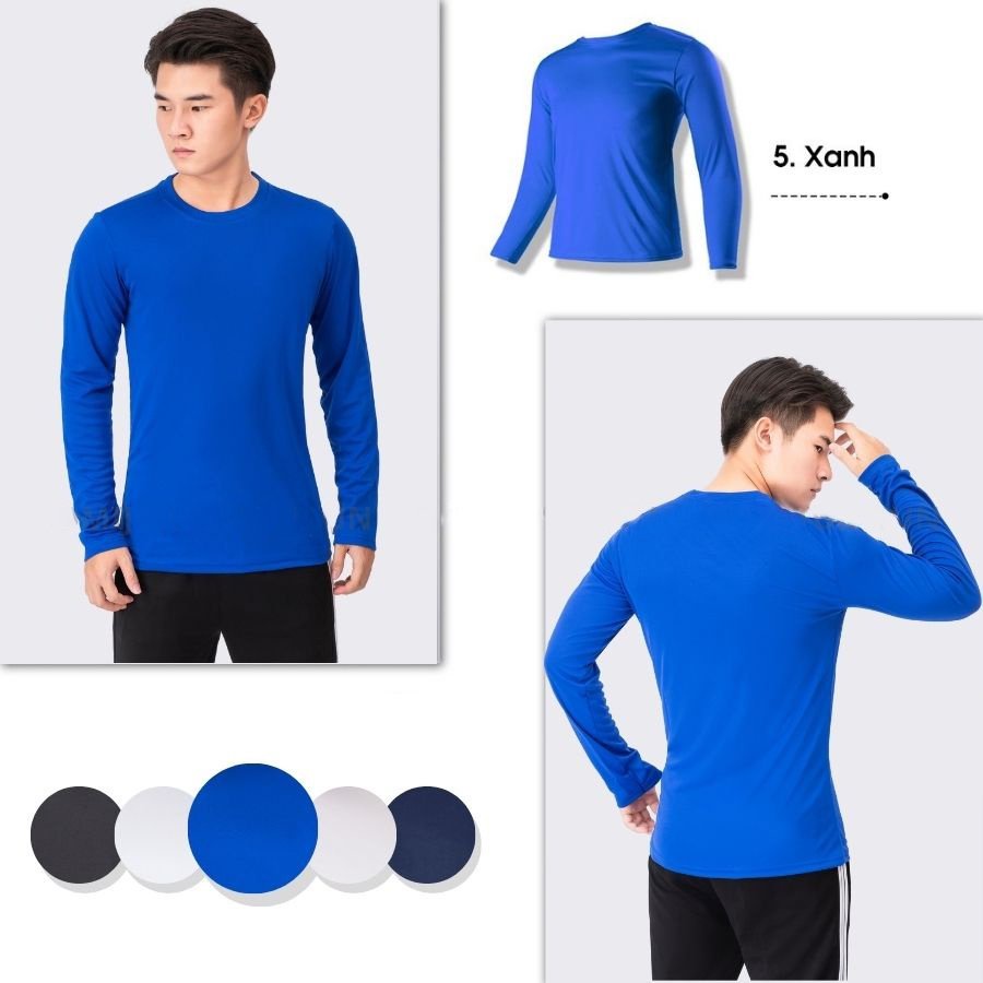 Áo Giữ Nhiệt Nam, Áo Dài Tay Nam Body Bóng Đá Co Dãn 2 Chiều - Bull Sport-MÀU ĐEN