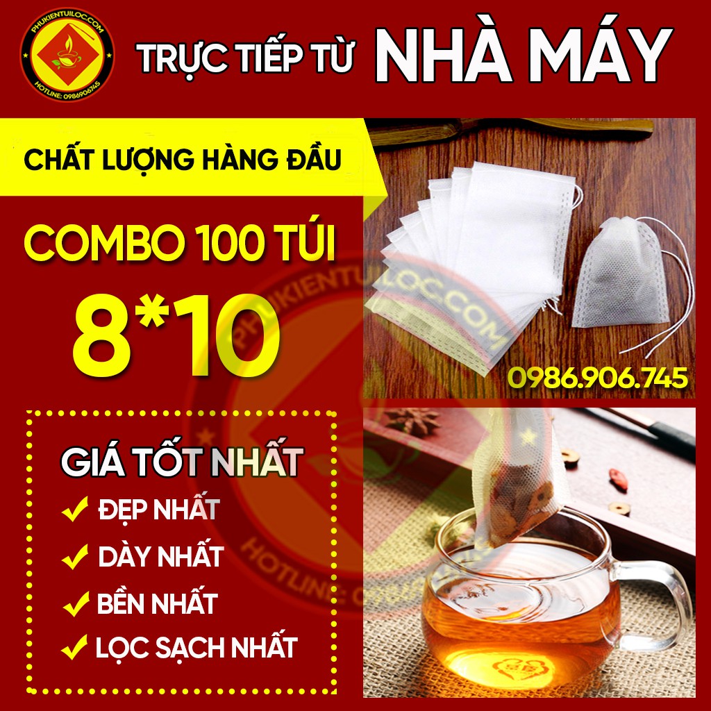 (Rẻ vô địch) SET 100 TÚI LỌC TRÀ VẢI KHÔNG DỆT 8*10CM