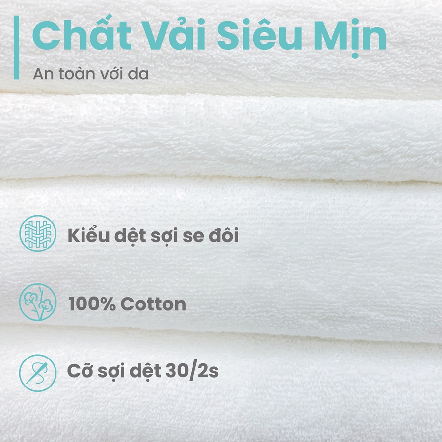 Khăn tắm khách sạn CHU MY 100% cotton tiêu chuẩn 5 sao - kích thước 70x140cm, trọng lượng 500g, màu trắng trơn