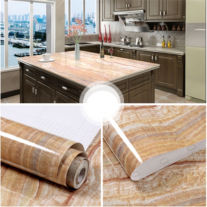 Decal dán tường GIẢ ĐÁ VÀNG VÂN LỚN khổ 60CM (giá 1m dài)