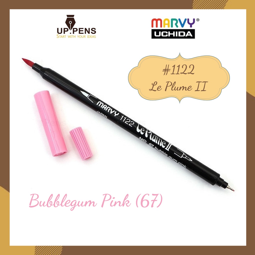 Bút lông đầu cọ viết calligraphy Marvy Le Plume II Double-Sided Watercolor Marker - Màu hồng nhạt (Bubblegum Pink - 67)