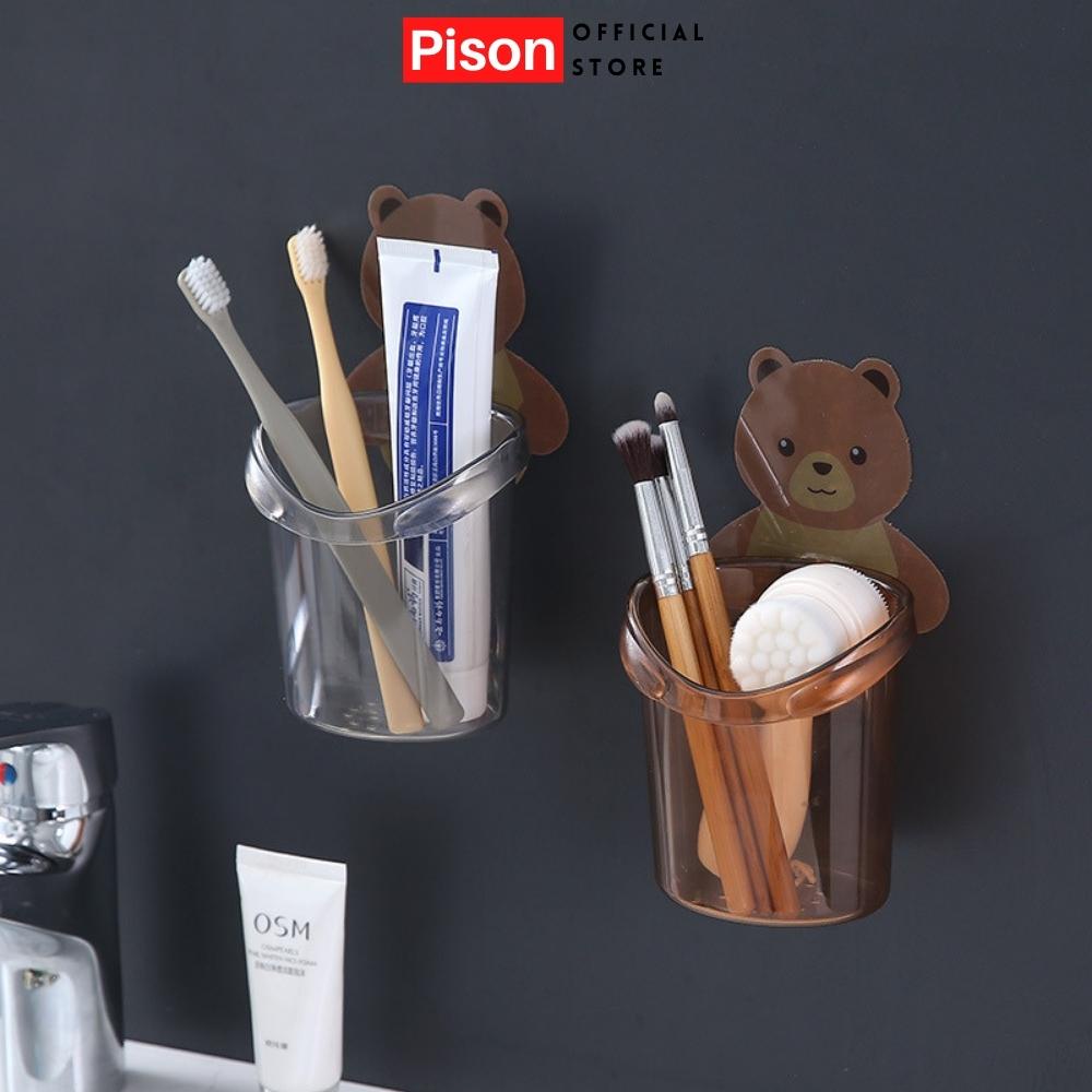 Cốc gấu dán tường Pison, khay đựng đồ đa năng cho góc làm việc gọn gàng – PVN1731 – 1 cái